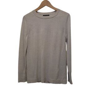 Banana Republic 100% Extra Fine Merino Wool Crewneck Preppy Gray Sweater Men's S